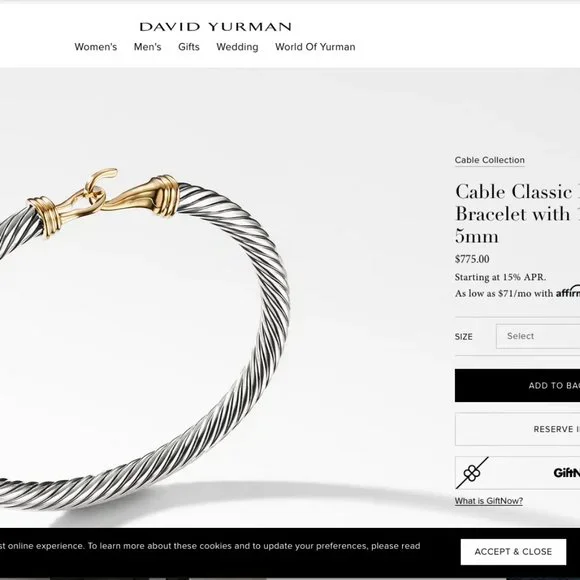 DAVID YURMAN 5mm Cable Classic Buckle Bracelet - Picture 3 of 6